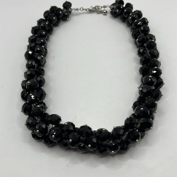 Elegant Black Beaded Necklace Statement Large Bold - Picture 5 of 9